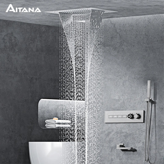 Luxury Black Brass LED Digital Shower System