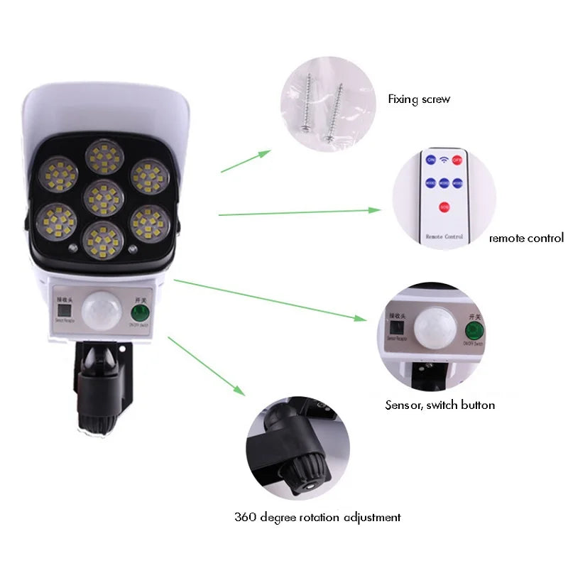 Solar-powered outdoor security light 77 LEDs