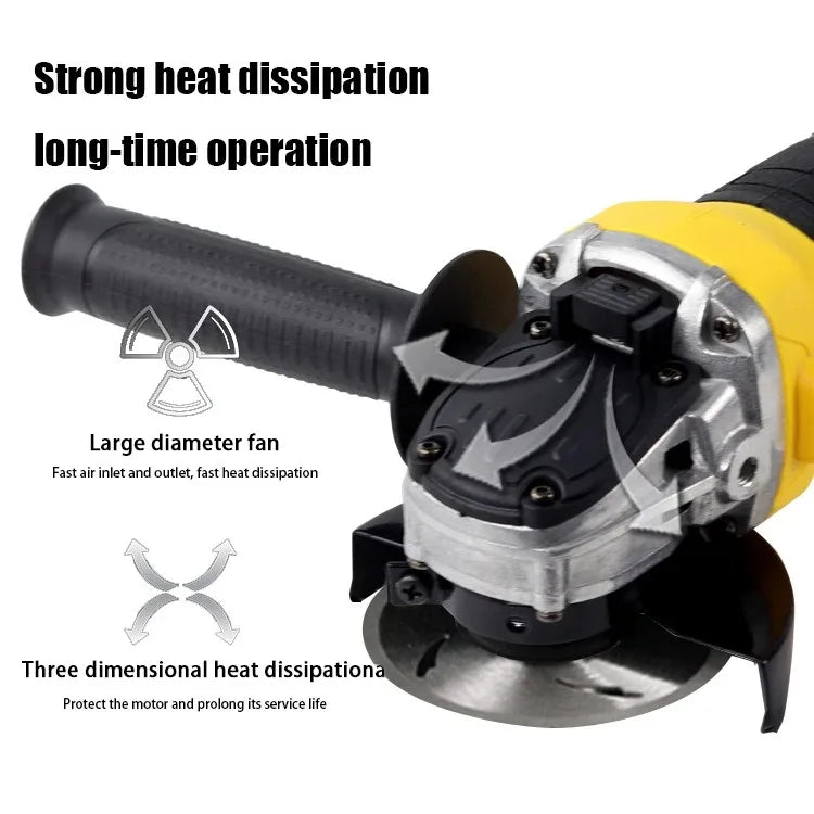 100/125mm 4 Gears Cordless Brushless Angle Grinder Fit for Dewalt 18V 20V Battery - for Grinding Cutting Woodworking