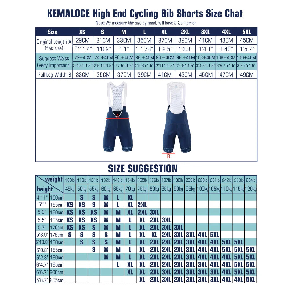 KEMALOCE Cycling Shorts Blue&Grey&Green&Red 5D Gel Pad Bike Bib Shorts Reflective Breathable Mens Bike Knicker With Rear Pockets