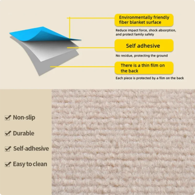 Self-Adhesive Carpet Tiles - Anti-Slip Floor Stickers