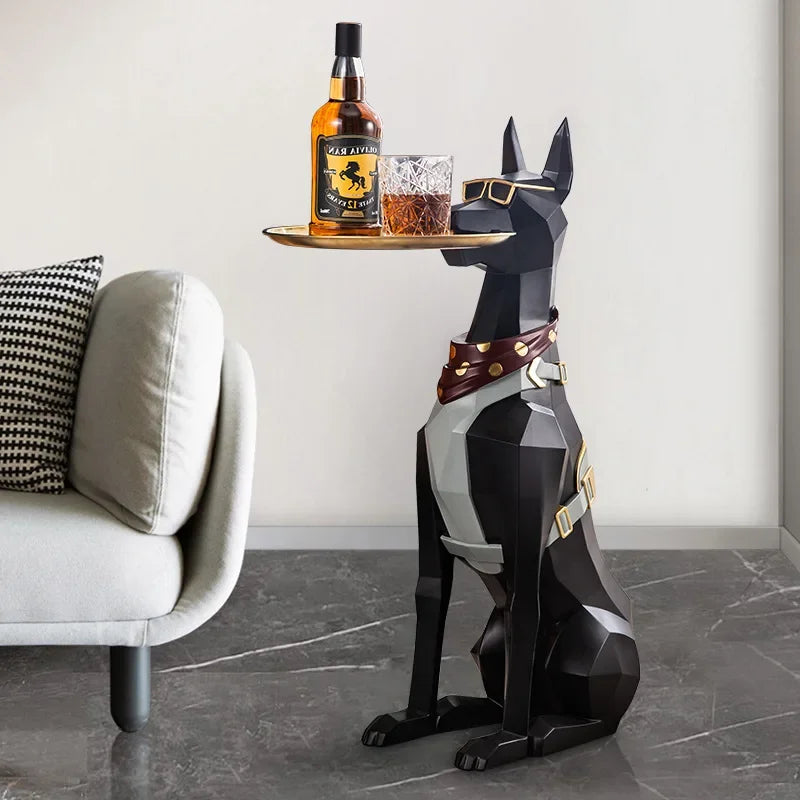 Luxury Doberman Side Table with Tray