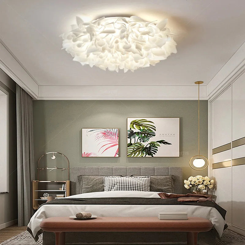 Romantic White Flower LED Ceiling Light - Dimmable Home Décor