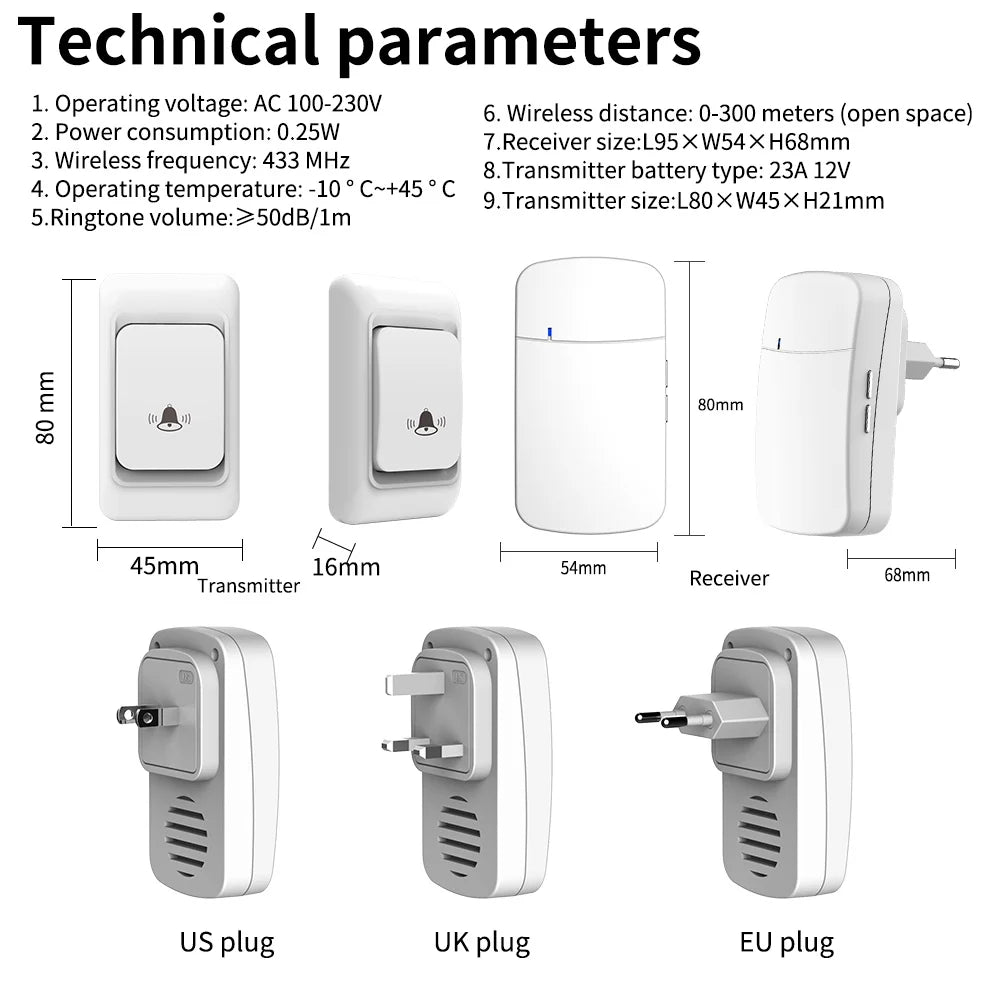 Outdoor Wireless  Waterproof  Door Bell