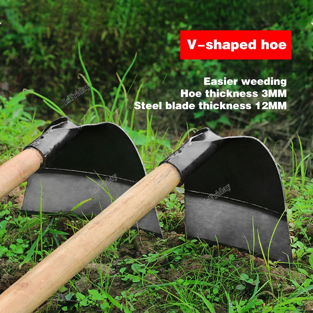 Manganese Steel Garden Hoe - Versatile Weed Removal Tool
