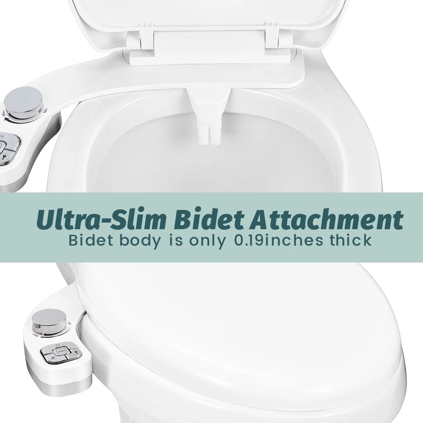 SAMODRA Button Bidet - Non-ElectricSelf  Cleaning Dual Nozzle (Frontal and Rear Wash) Fresh Water Bidet Toilet Seat Attachment