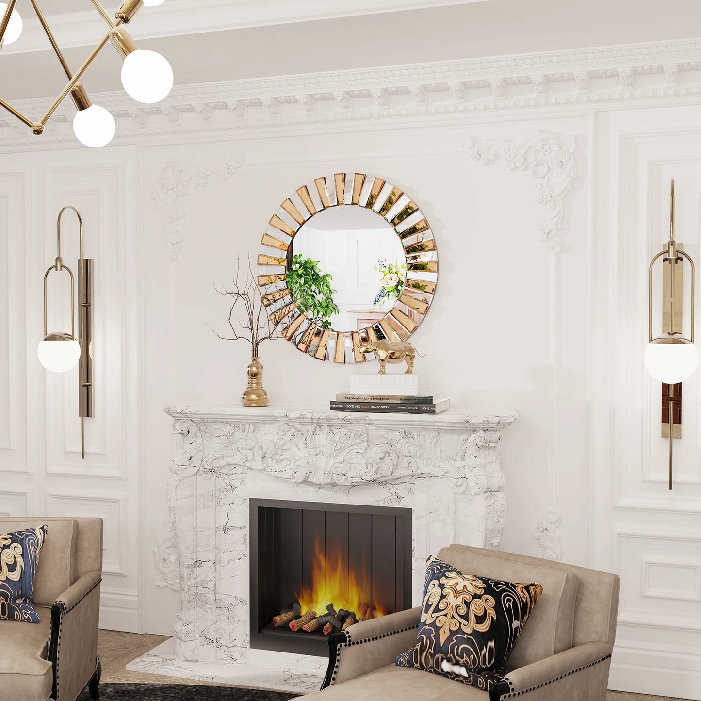 Radiant Sunburst Beveled Edge Mirror - Stunning Wall Accent