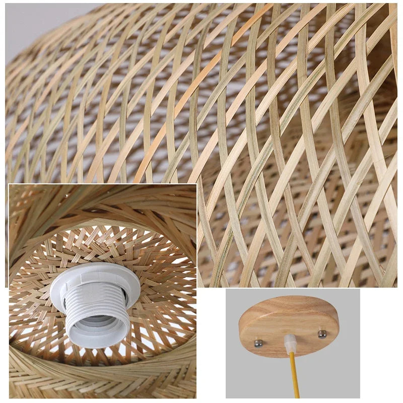 Chinese style Bamboo Pendant Ceiling decor led lights