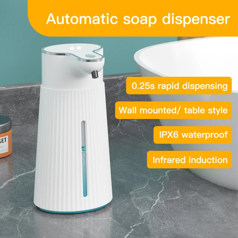 400ml Automatic Foam Soap Dispensers Bathroom Smart Washing Hand Machine with USB Charging White High Quality ABS Material