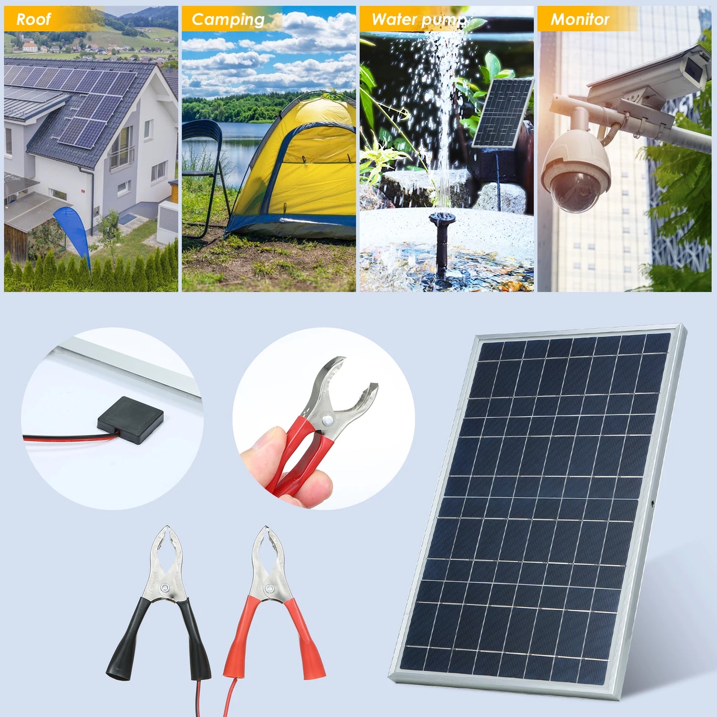 300W/500W Complete Solar Panel Kit – 12V Polycrystalline Portable Power Station with USB Charging for Home & Outdoor Adventures