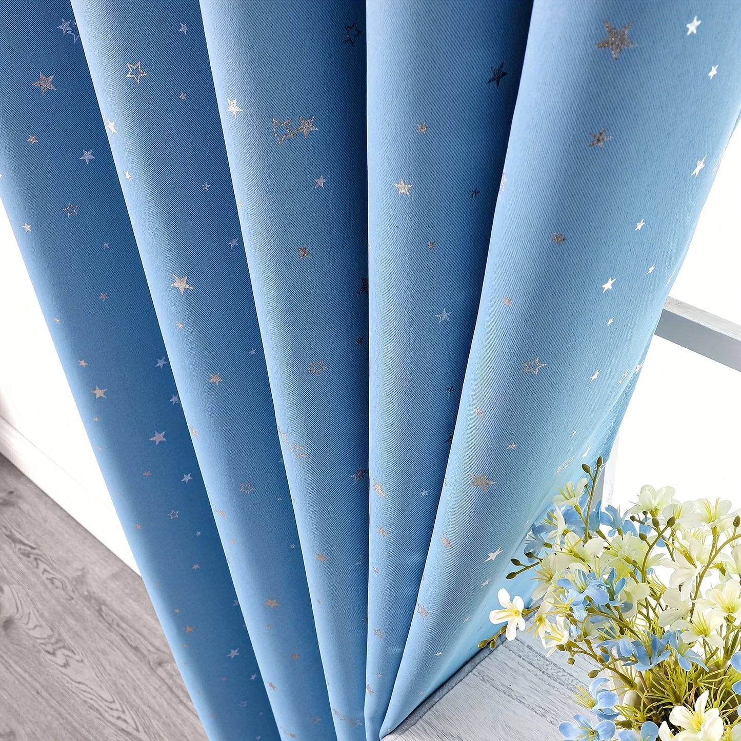 Curtains With Stars Grommet Top For Bedroom Living Room Window Drapes