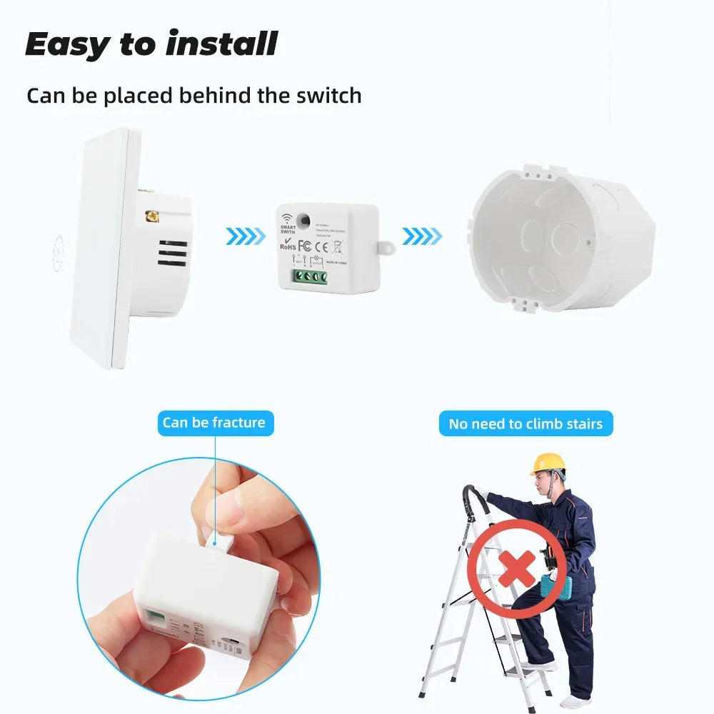 GERMA  Mini Module Smart Wireless Push Switch Light 433MHZ Electrical Home Remote Control Button Wall Panel On Off 220V10A Led