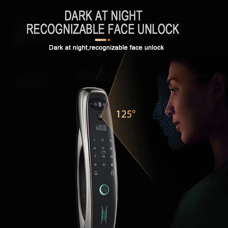 Tuya Smart 3D Face Door Lock Security Face with Camera Monitor - Intelligent Fingerprint Password Biometric Electronic Key Unlock