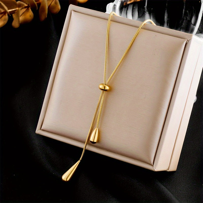 Golden Tassel Water Drop Pendant Fashion Jewelry Set