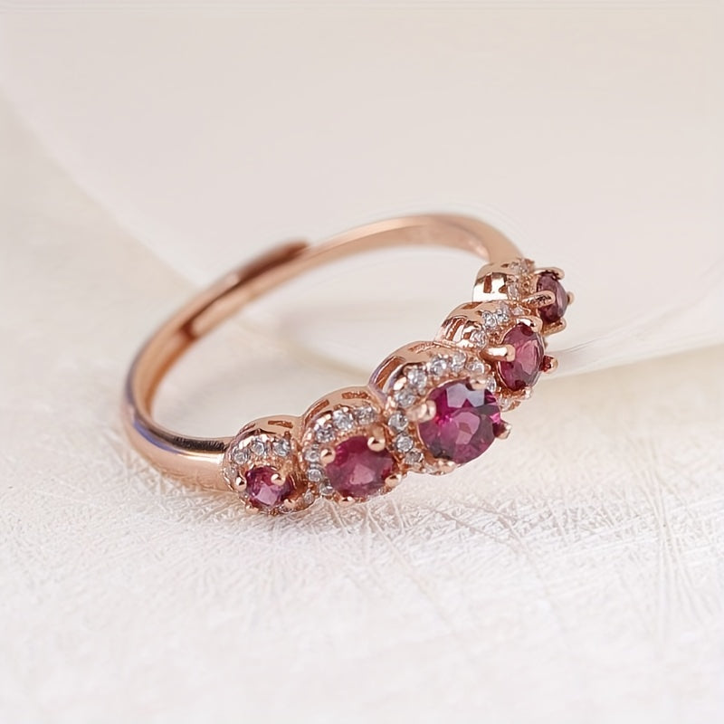 Sterling Inlaid Natural Purple Garnet Ring