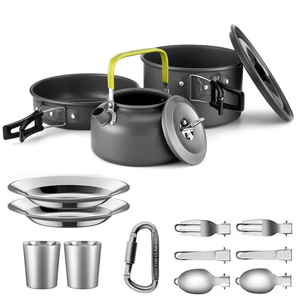 Ultralight Camping Cookware Set – Non‑Stick Aluminum Pot, Pan & Kettle for Outdoor Cooking & Hiking