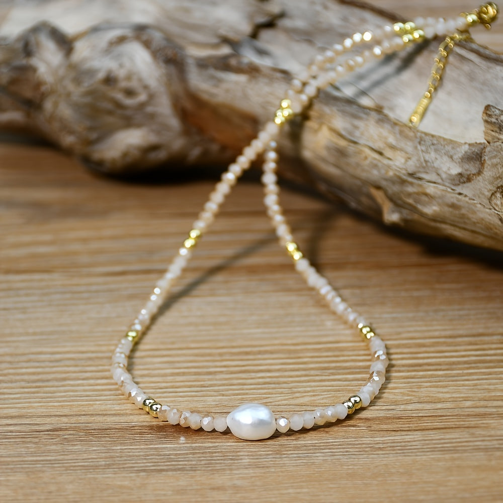 Natural Freshwater Pearl Beaded Necklace