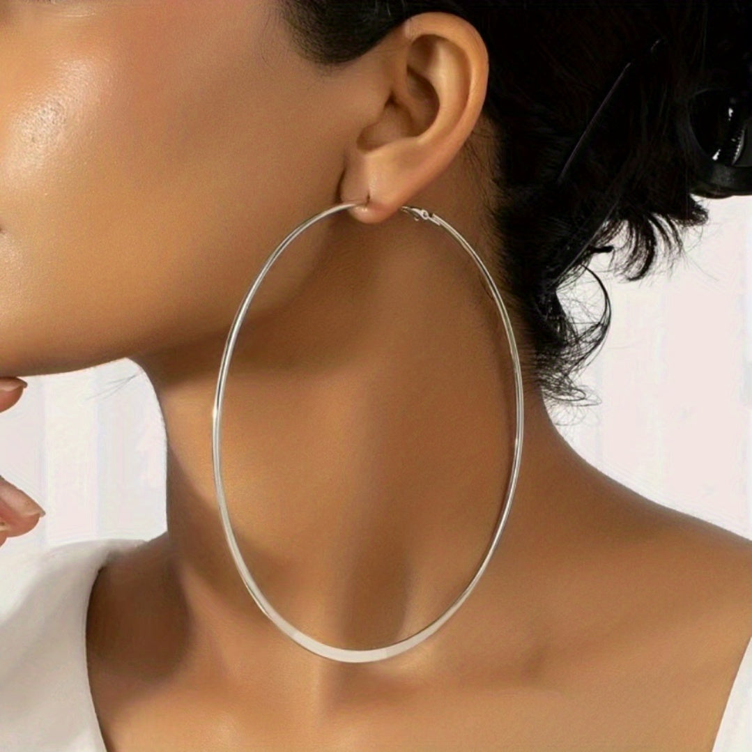 Pair of Fashionable Oversized Round Earrings