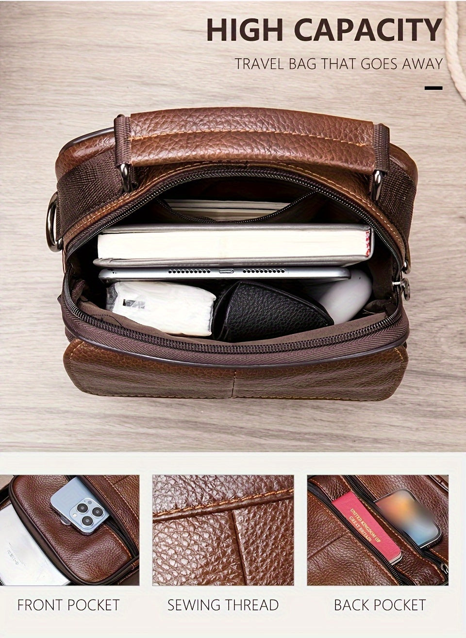 Genuine Leather Messenger Bag For Men