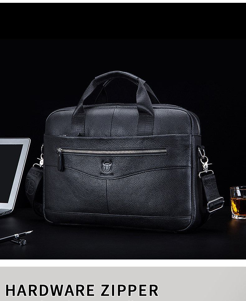 Capt. Niu leather one-shoulder messenger large-capacity fashionable male bag niu leather multi-functional hand-held business computer briefcase