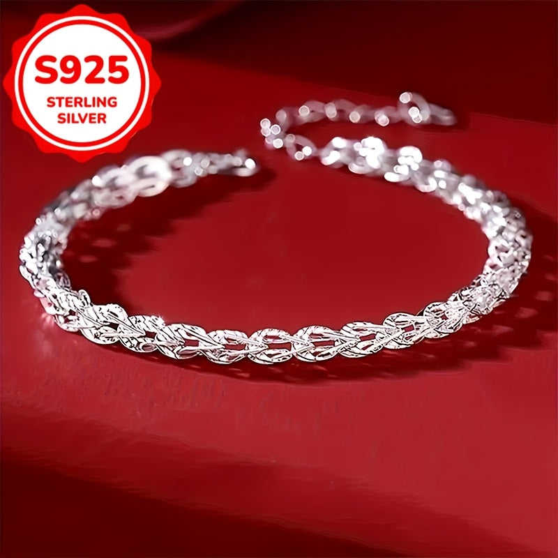 925 Sterling Silver Phoenix Tail Bracelet Female Simple Minimalist Bracelet Jewelry Silvery Color Approx. 3g per piece