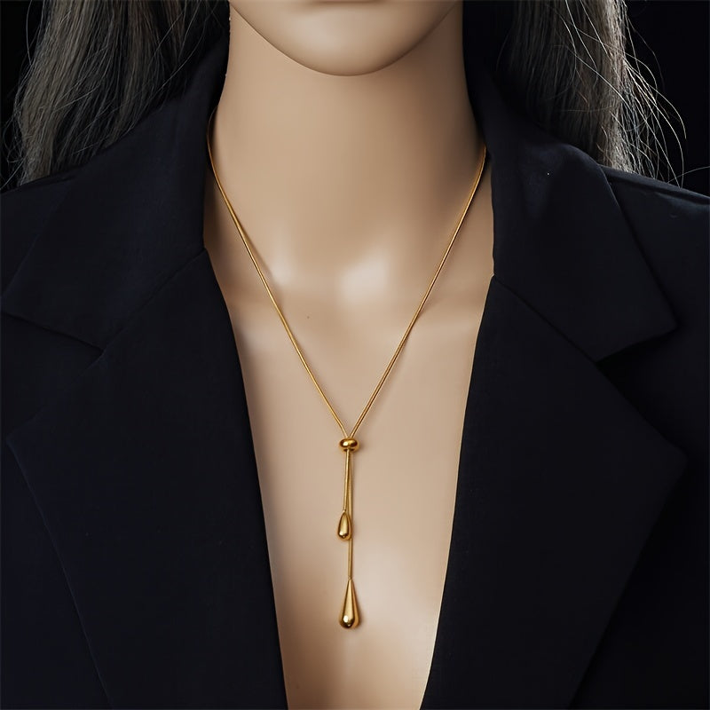 Golden Tassel Water Drop Pendant Fashion Jewelry Set