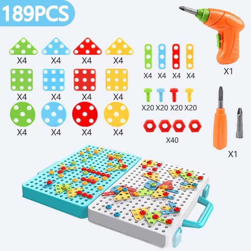 Build, Screw & Create – Kids Electric Drill Toy Set with Puzzle Blocks for STEM Learning (Ages 3–6)