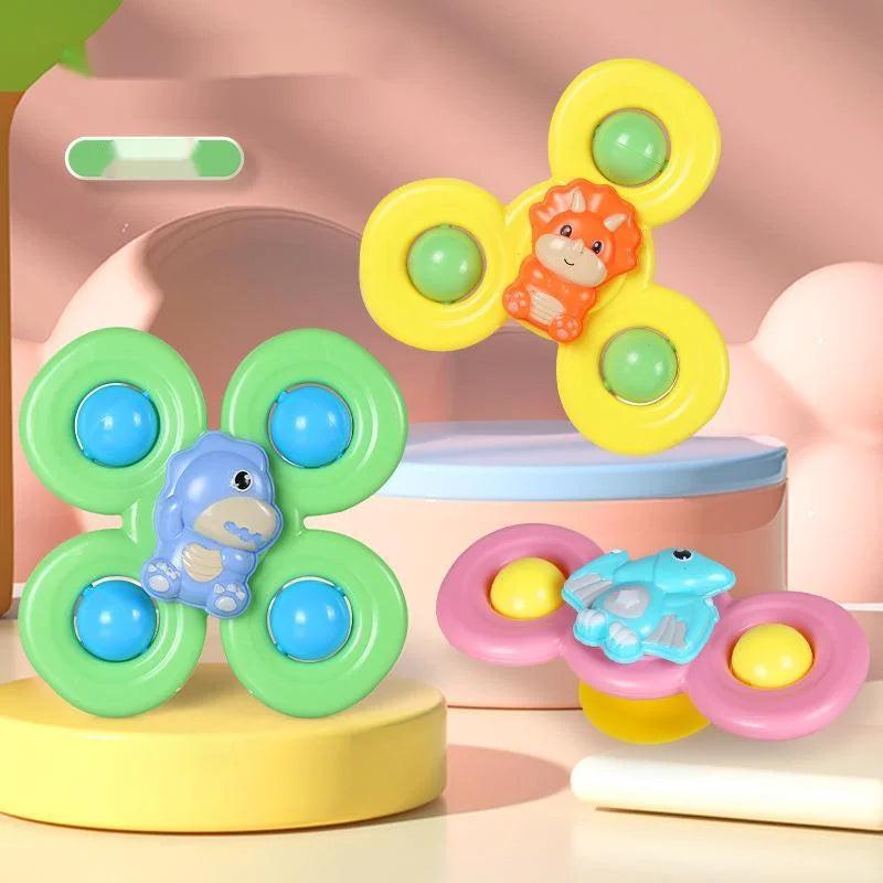 Spin, Stick & Play – 3PCS Suction Cup Spinner Bath Toys for Baby Sensory Fun
