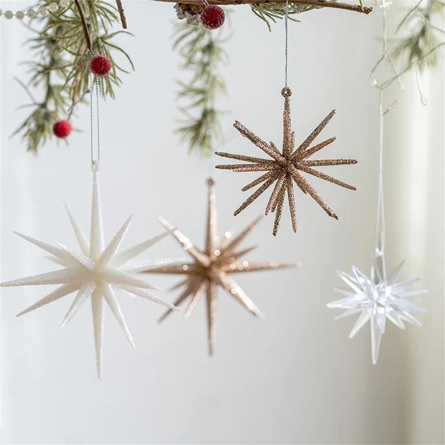 Exploding Star Christmas Tree Topper – Champagne & White Accent
