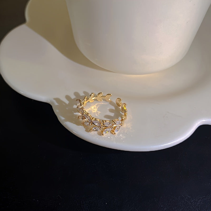 Chic Adjustable gold Leaf Ring