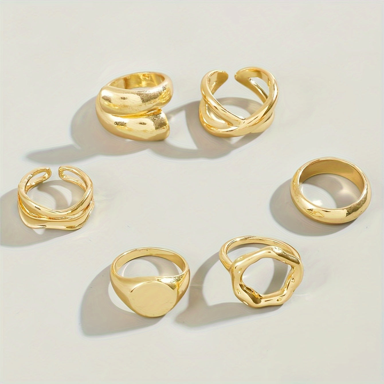 Vintage-Inspired Geometric Ring Set