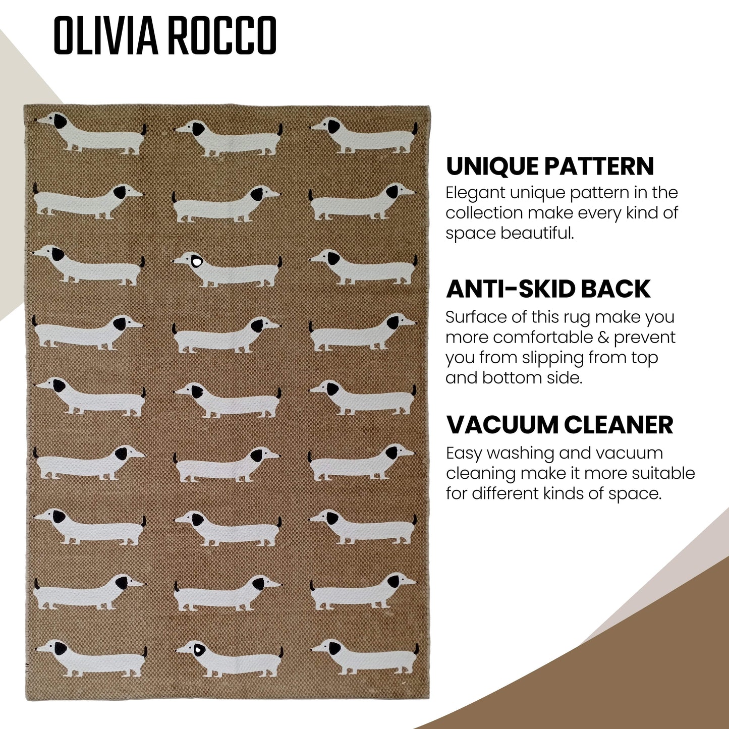 Animal Printed Rug Sausage Dog Modern Non-Slip Soft Durable Floor Rug for Living Room Bedroom Hallway & Office by OLIVIA ROCCO