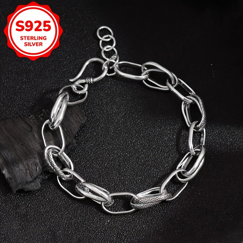 Vintage Street Style 925 Silver Bracelet – Creative Intertwined Rings Design, Lightweight 8g, Ideal for Everyday Hip-Hop Fashion & Gifts for Women