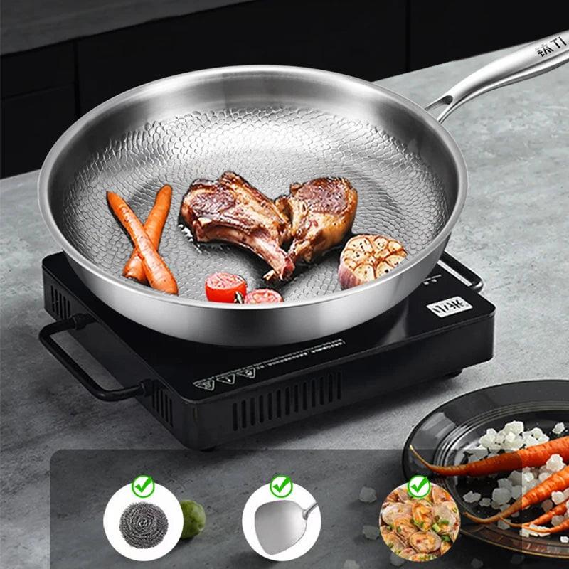 Pure Titanium Frying Pan – Hammer‑Pattern Non‑Coated Cookware (26/28/30 cm)