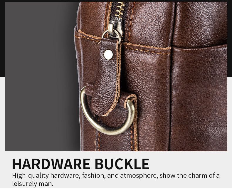 Capt. Niu leather one-shoulder messenger large-capacity fashionable male bag niu leather multi-functional hand-held business computer briefcase