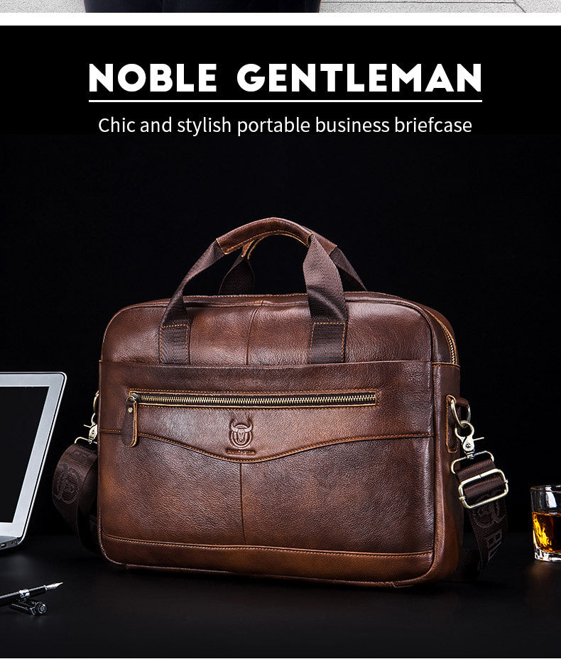 Capt. Niu leather one-shoulder messenger large-capacity fashionable male bag niu leather multi-functional hand-held business computer briefcase