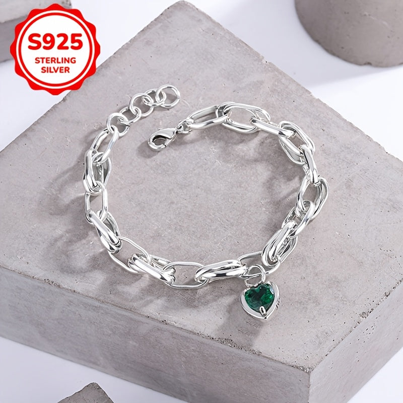 Inlaid Heart-shaped Synthetic Zirconia Bracelet