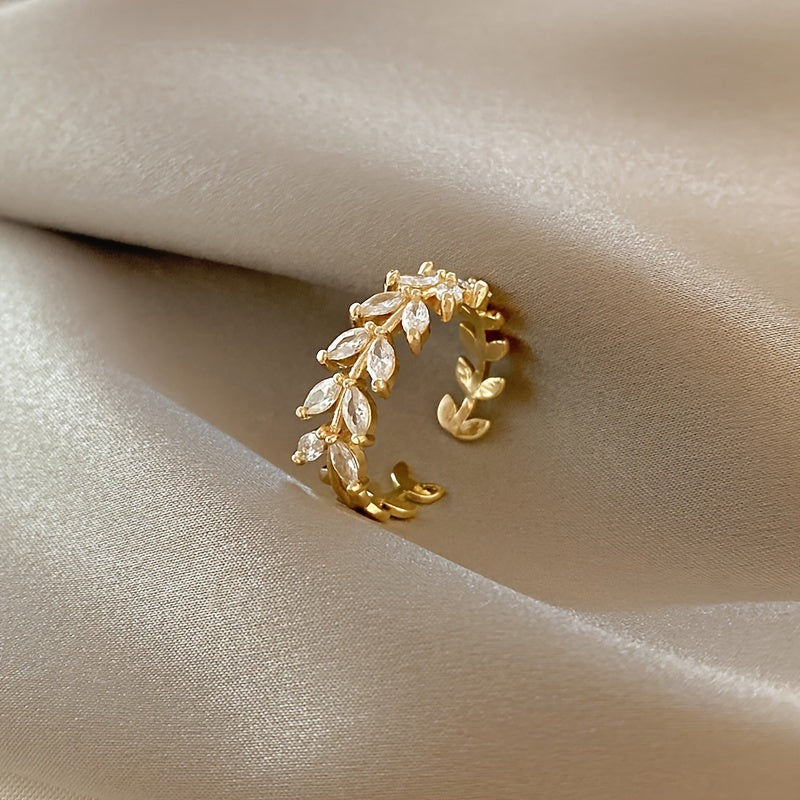 Chic Adjustable gold Leaf Ring