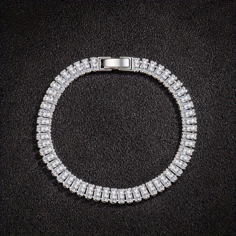 Silvery Mosang Rhinestones Bracelet