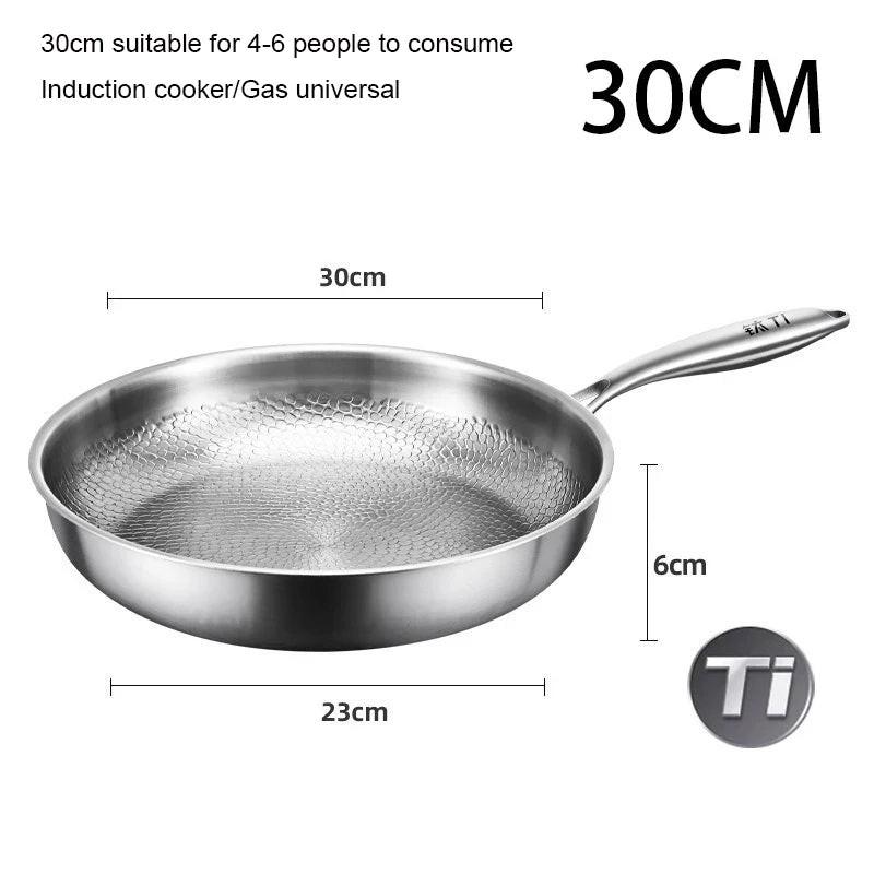 Pure Titanium Frying Pan – Hammer‑Pattern Non‑Coated Cookware (26/28/30 cm)