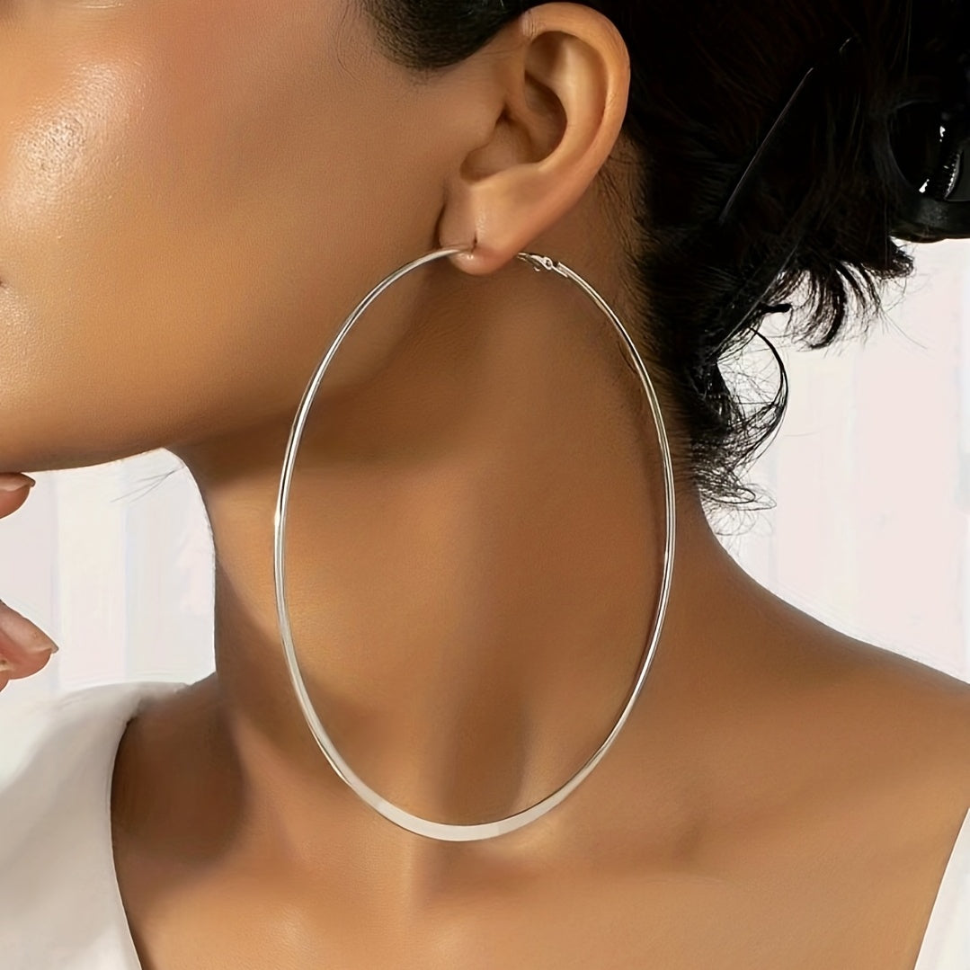 Pair of Fashionable Oversized Round Earrings