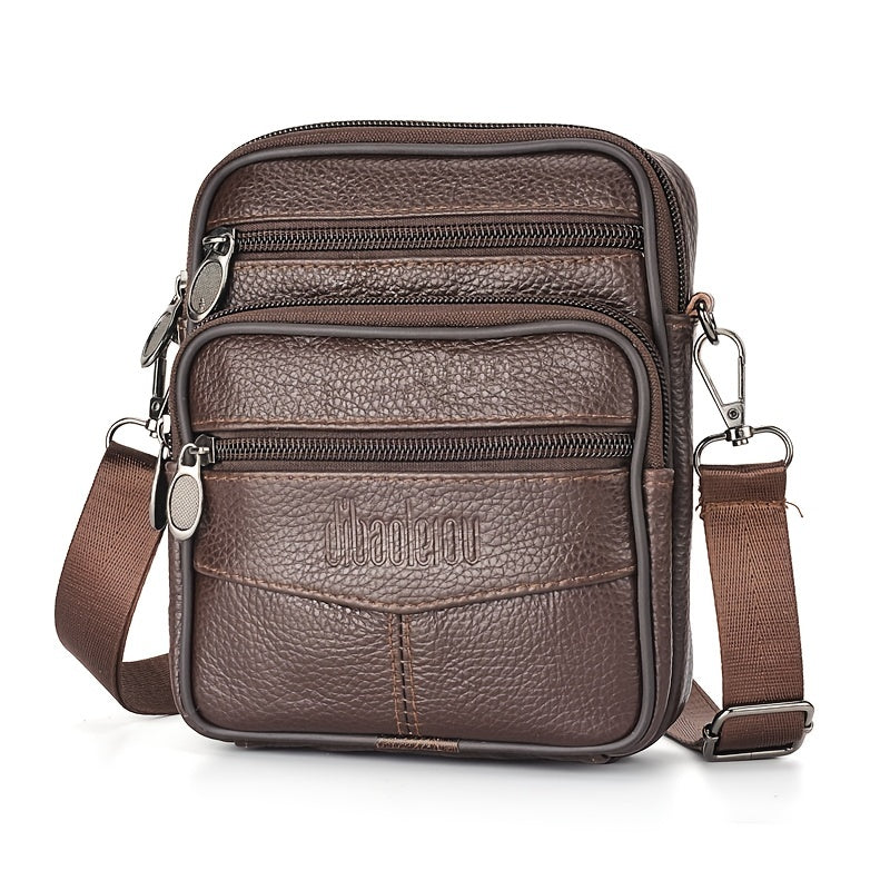 DEABOLAR Men's Retro Genuine Leather Crossbody Bag