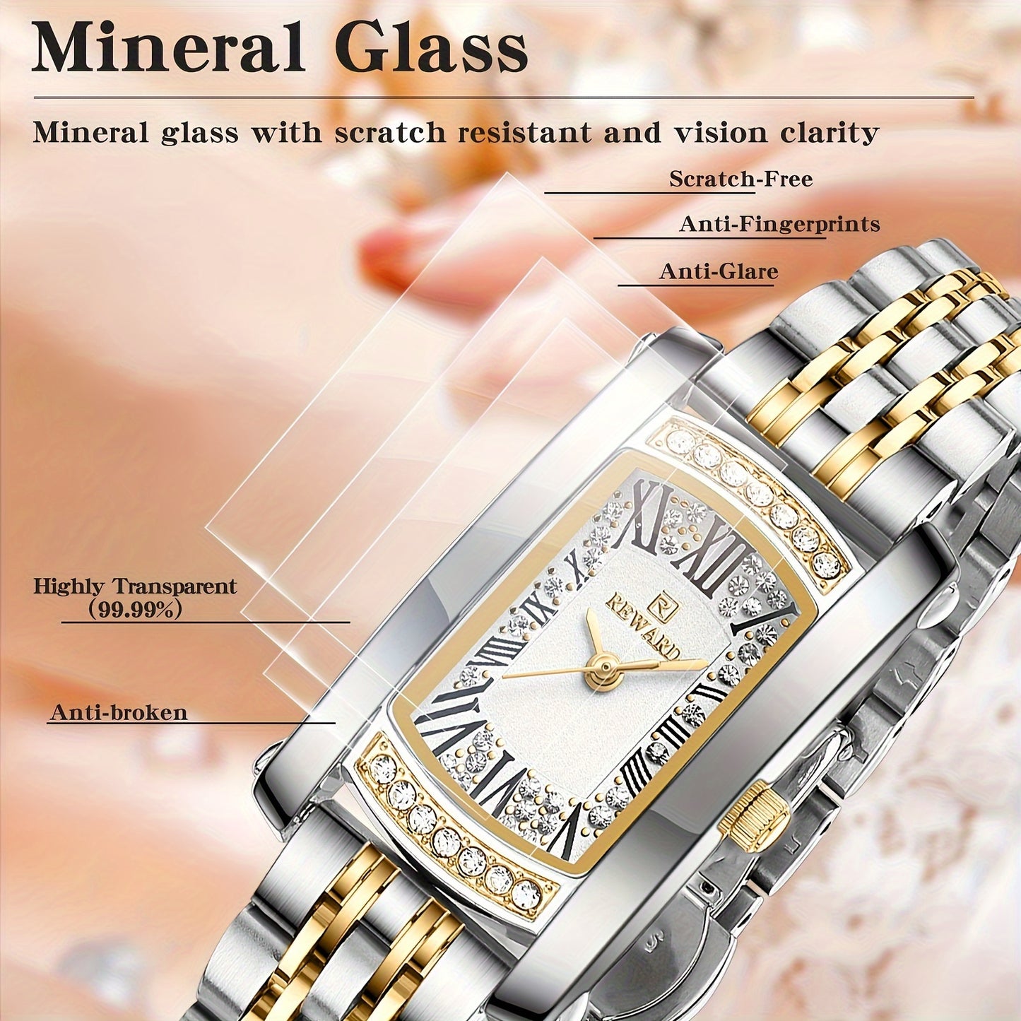 Retro Rectangle Golden Women Watches