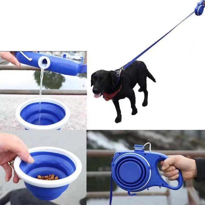 Multifunctional Dog Leash – Built‑In Water Bottle, Bowl & Waste Bag Dispenser