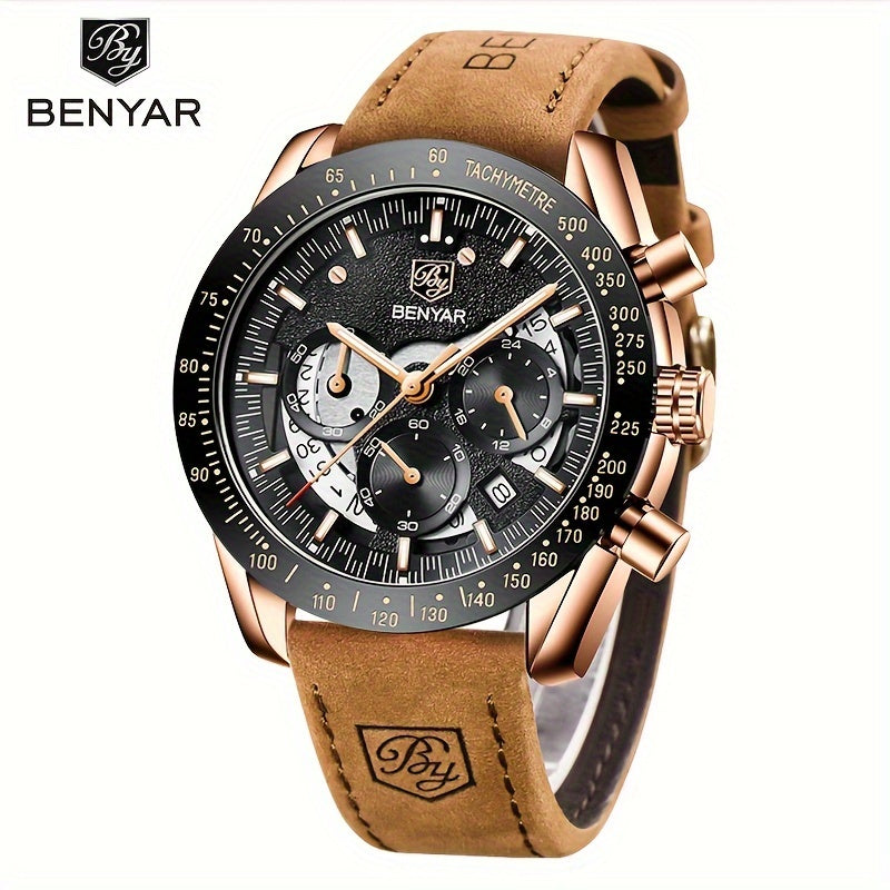 BENYAR Men's Stylish Sports Leather Watch