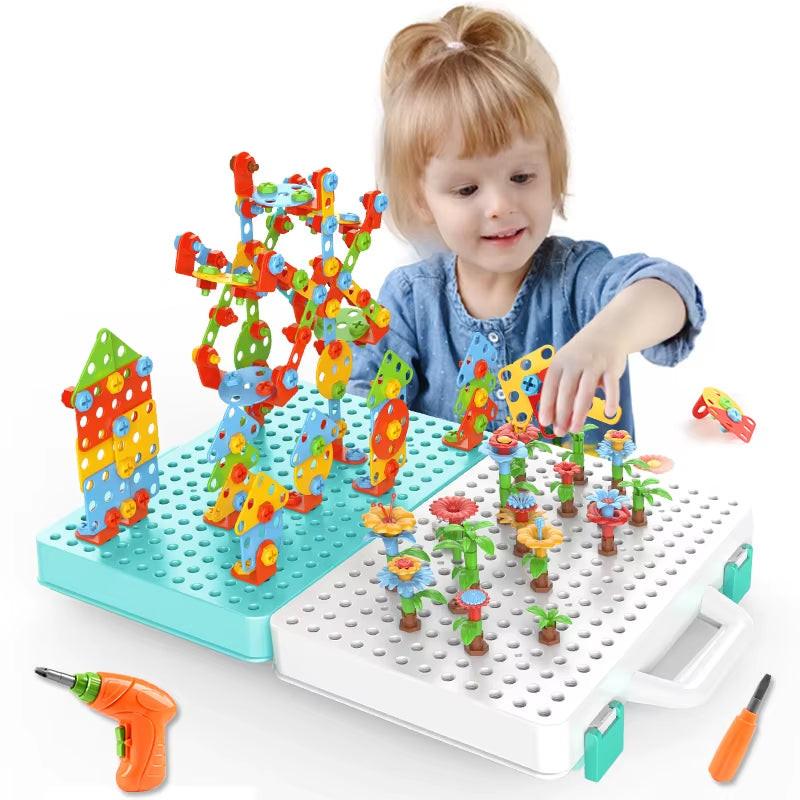 Build, Screw & Create – Kids Electric Drill Toy Set with Puzzle Blocks for STEM Learning (Ages 3–6)