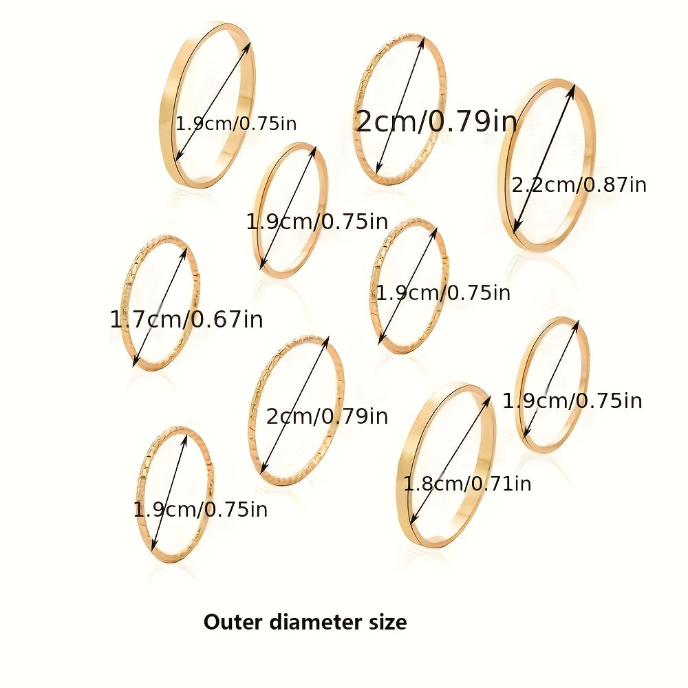 10pcs Set Fashion Stackable Rings