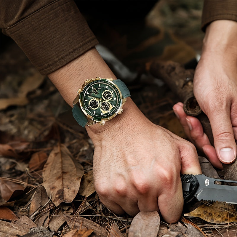 A Dual-display Men's Leather Watch