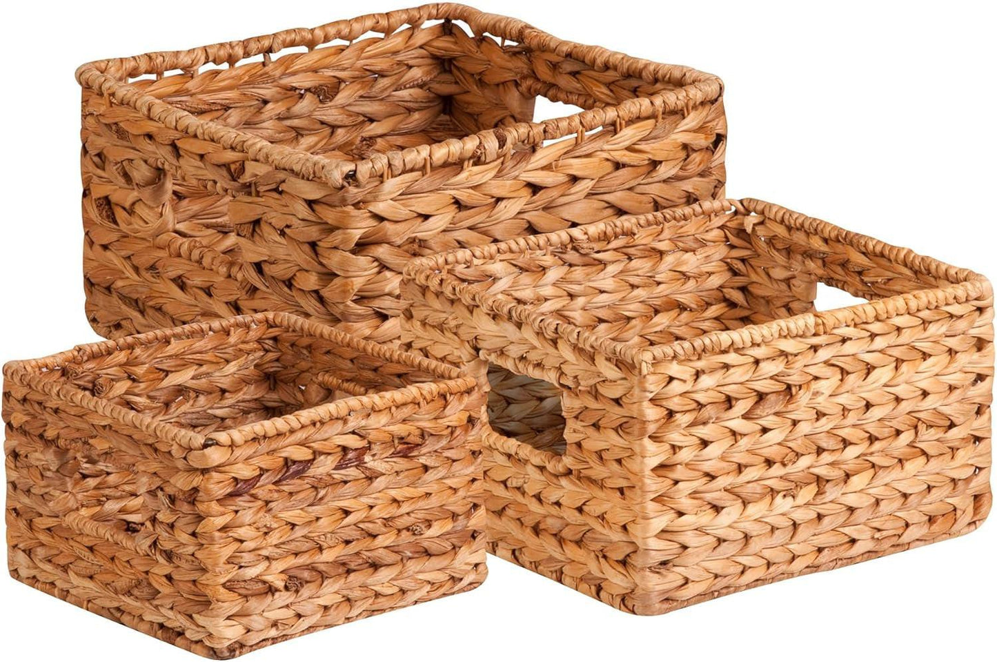 Eco‑Friendly Woven Water Hyacinth Nesting Storage Baskets – Set of 3 | Natural Finish | Multi‑Size | Home & Kitchen Organisation