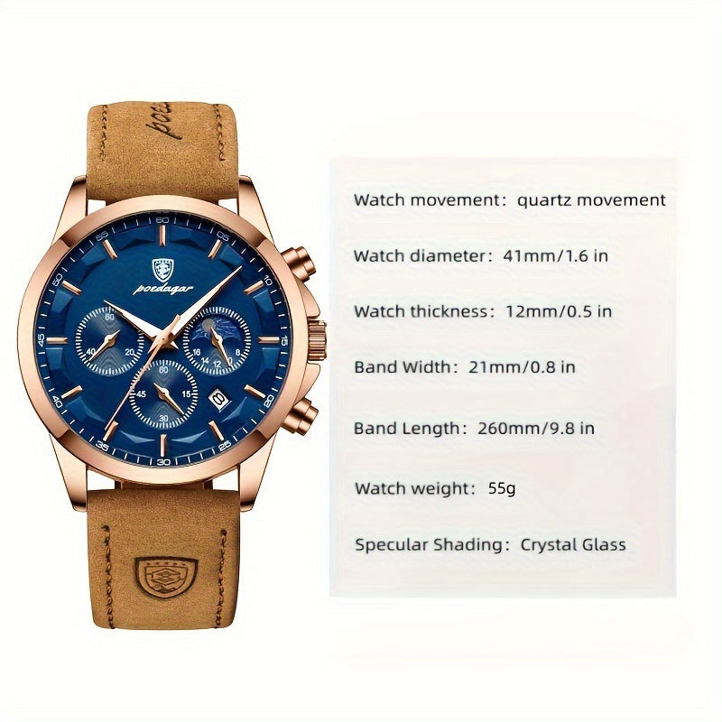 Blue Dial Stylish Rose Golden Quartz Watch